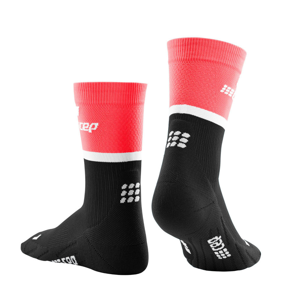 CEP The Run Compression Socks - Mid Cut, women, pink/black, pink/black