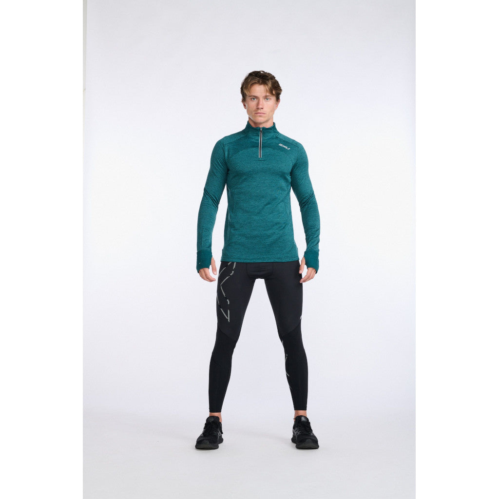 2XU Ignition 1/4 Zip, Longsleeve, Herren, Deep Jade/Silver Reflective