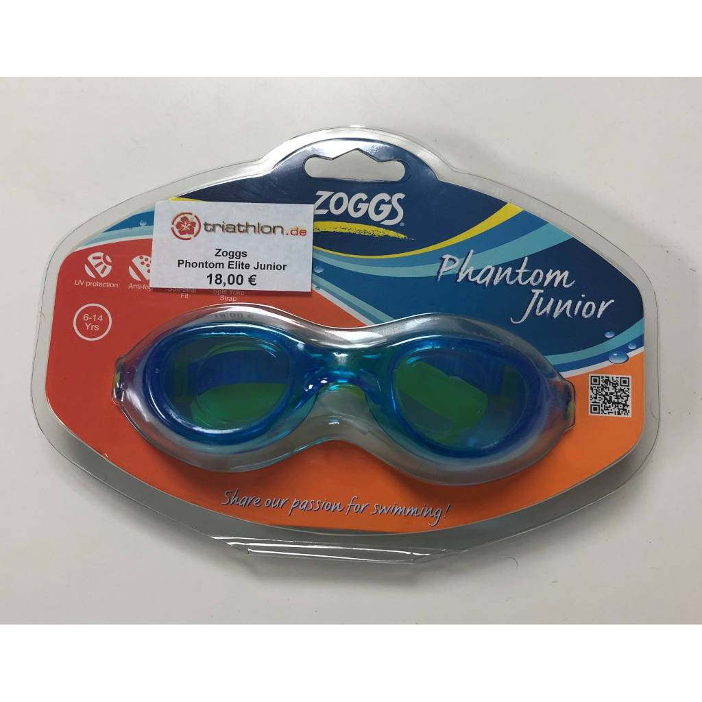 Zoggs Phantom Junior, clear lenses, blue/yellow
