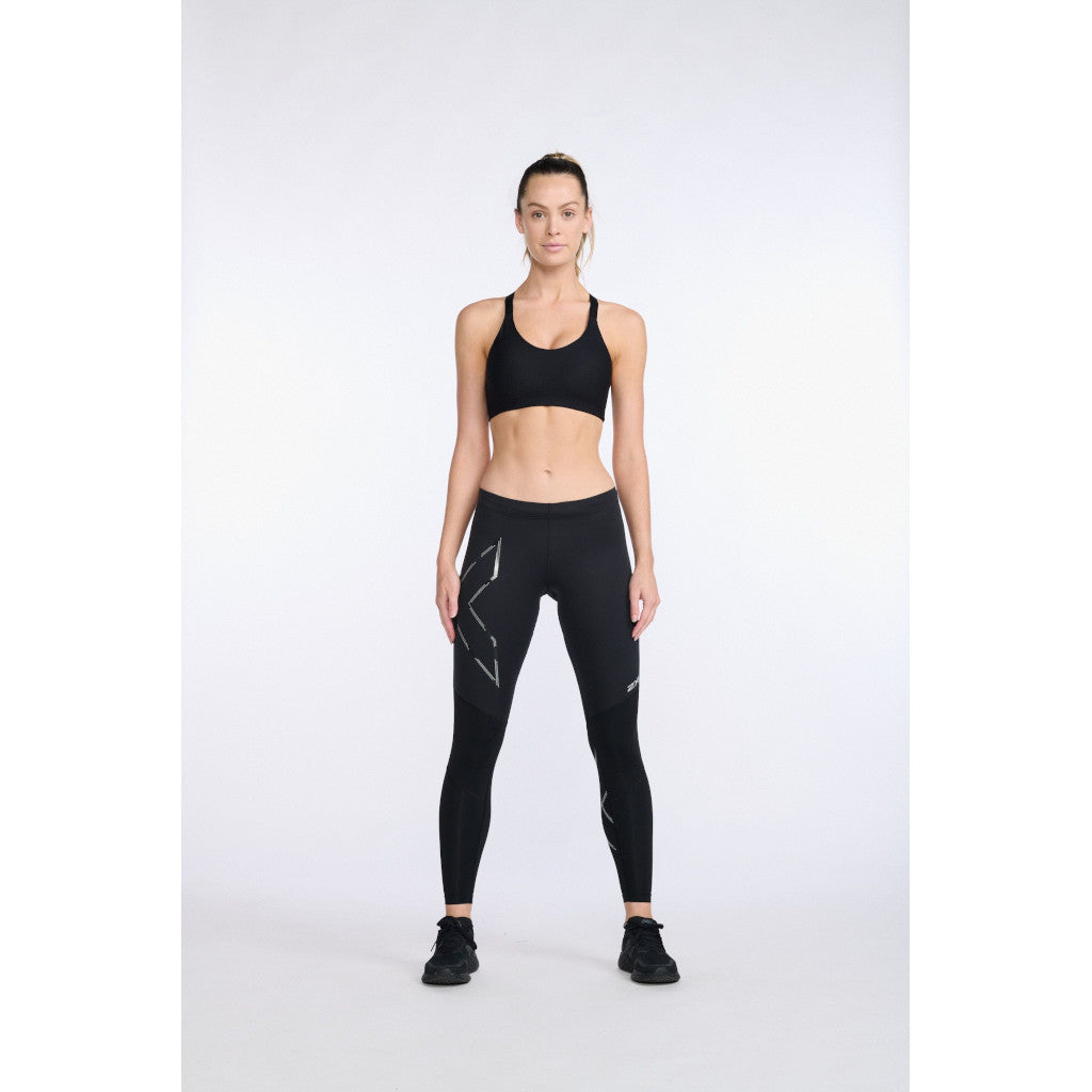 2XU Wind Defense Compression Tights, women, running pants, black/black reflective, black